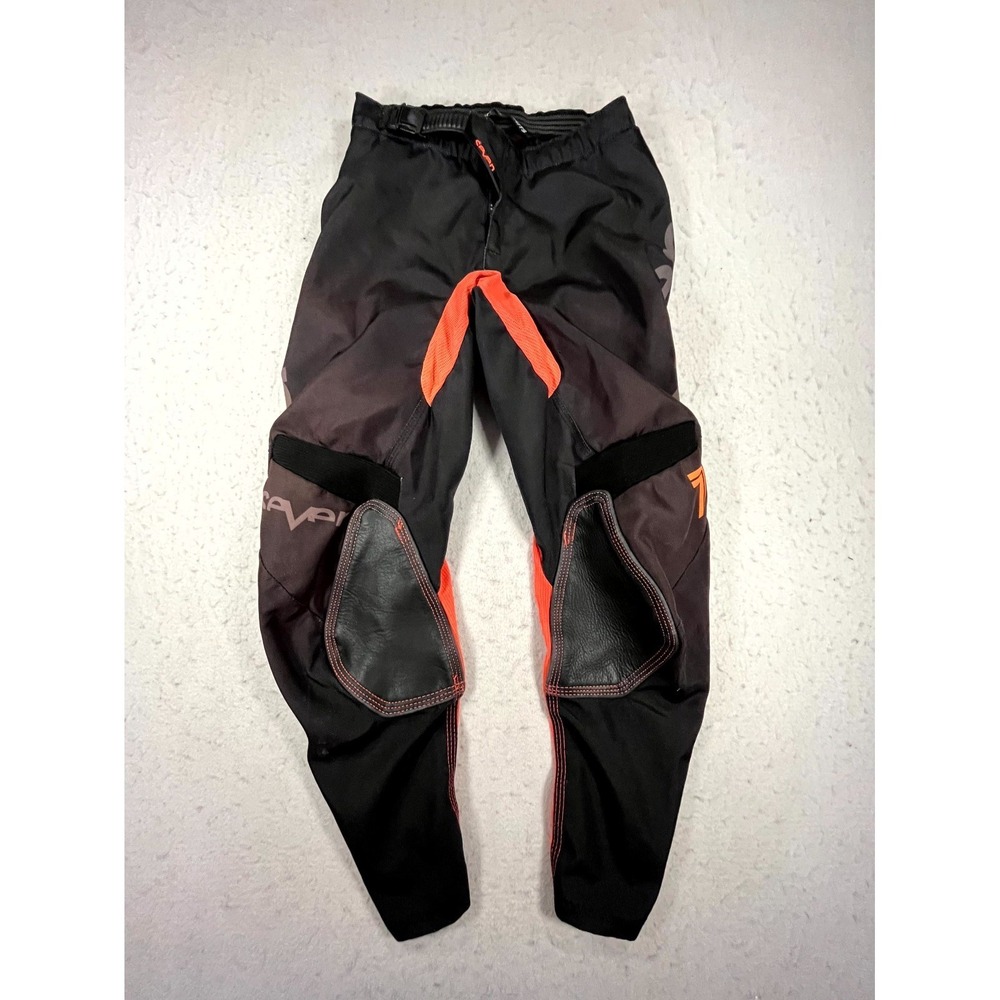 Seven Annex Motocross Pants Youth 28 Black Orange Knee Pad‎ BMX MX Riding Gear